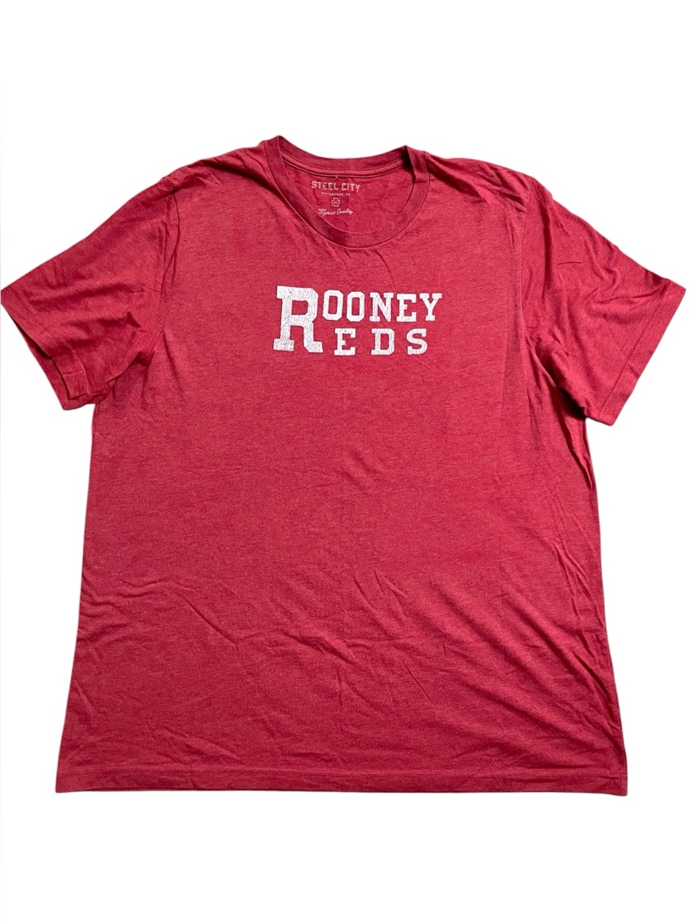 Steel City Rooney Reds Cotton Crewneck Short Sleeve Graphic Tee Red Size XL